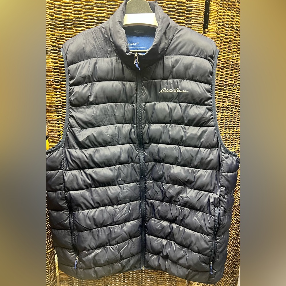 Eddie Bauer- Mens Puffer‎ Blue Full Zip Vest-XXL